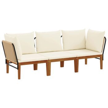 3 Uds. Madera De Acacia Sólida Y Cuerda Natural Vidaxl