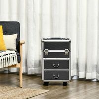 maleta de maquillaje de abs aleacion aluminio homcom 36x23x58cm-negro