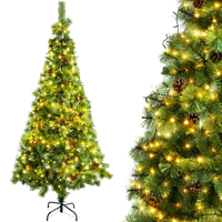 aigostar 210 cm arbol de navidad artificialcon cadena de luces led de 23 m400 led blanco calido8 modos de iluminacionramas aguja de pino con pinasverdeincluye soporte de meta
