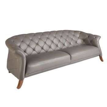Sofá Chester 3 Plazas Piel Gris Angel Cerdá 6188 262x104x82