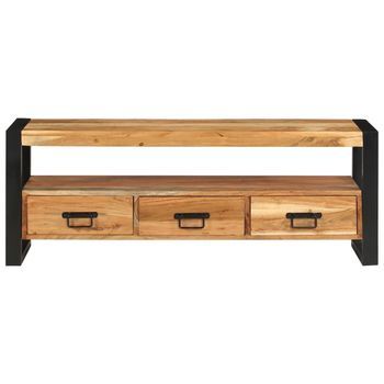 Mueble Tv | Mueble De Salón | Armario Tv Madera Maciza De Acacia 120x30x45 Cm