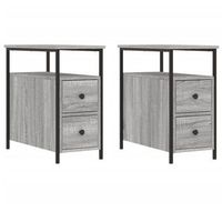 juego de 2 mesitas de noche - mesillas madera ingenieria gris sonoma 30x60x60 cm mc6037