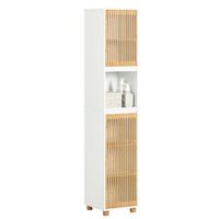mueble columna de bano con 1 compartimiento armario alto para bano estanterias de bano con 2 puertas y 5 estantes 33 x 33 x 165 cm blanco bzr127-w sobuy es