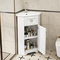 mueble de bano de pie con lavabo integrado de ceramica blanco 59  425  905 cm