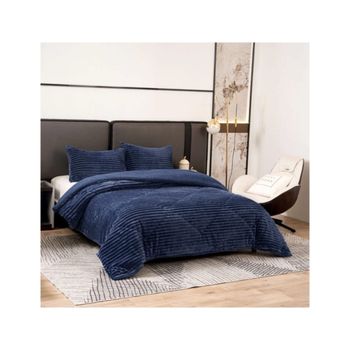 Edredón Borreguito Rayado Invierno Suave – Microfibra Cálida con Fundas de Cojín, Edredón Sherpa Polar para Cama 90 135 150, Manta Gruesa Térmica y Ligera, Ropa de Cama Moderna y Acogedora.  ✅ Entrega