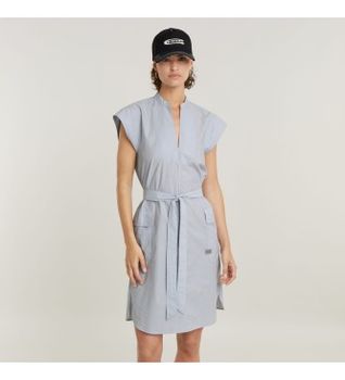 G-Star para mujer. D24622-C667-G460 Vestido Saharienne azul (S), Casual, Algodón, Manga corta