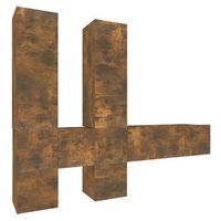 set de muebles de tv 7 pzas madera contrachapada roble ahumado vidaxl