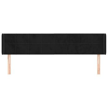 Cabecero Cama Mueble De Dormitorio De Terciopelo 183 X 16 X 78/88 Cm Negro M02_0008357