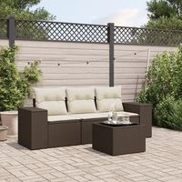set de sofas de jardin 4 uds  juego de muebles de jardin y cojines ratan sintetico marron cfw92488