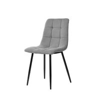 silla de comedor acolchada gris claro con patas negras