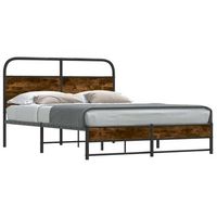 estructura de cama sin colchon 140x190 cm madera roble ahumado