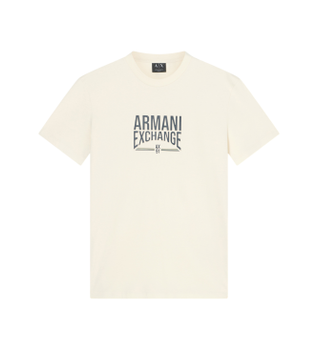 A|X Armani Exchange para hombre. XM002452AF10334U1074 Camiseta Slim Cream blanco (L), Casual, Algodón, Manga corta