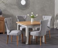 somerset 90cm flip top oak and grey painted dining table with camille grey fabric chairs