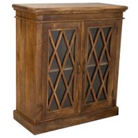 recibidor-aparador de madera y cristal  artesanal marron 90x40x100