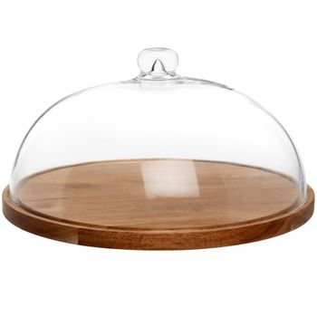 Quesera de madera de acacia y vidrio