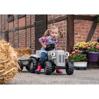 tractor a pedales infantil fergie con remolque color gris