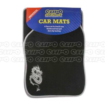 Black Carpet Mat Set - Silver Dragon