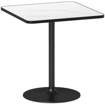HOMCOM Mesa de comedor, mesa cuadrada de cocina 70 x 70 cm para 4 personas con efecto mármol para cocina, blanco   Aosom España