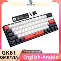 skyloong gk61 teclado arabe qmkvia 60 teclado mecanico de ordenador con cable de perfil bajo teclado de juego pbt keycap north face rgb led
