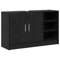 mueble de cuarto de bano con puerta roble negro 90 x 29 x 55 cm