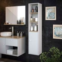 columna de bano lara 1 puerta 140x30x25 blanco y roble t-bath