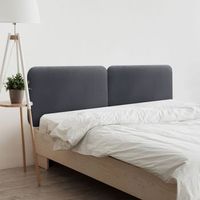 dhome cabecero tapizado en terciopelo liso redondeado para pared acusticos cabeceros absorbentes cabezal cama dormitorio gris ceniza 160cm dual