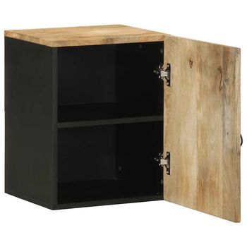 Armario Colgante Baño | Mueble De Baño Madera Maciza Mango Negro 38x33,5x48 Cm
