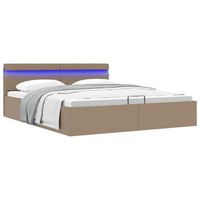 cama matrimonial  cama para adultos  cama canape hidraulica led cuero sintetico capuchino 160x200 cm