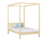 cama individual de madera con dosel n02 pino incoloro