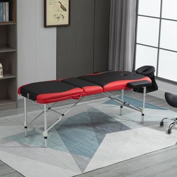 Camilla De Masaje Plegable De Pu Aluminio Homcom 210x81x62-85cm-negro