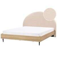 cama moderna con cabecero tapizado de boucle beige 180 x 200 cm millay