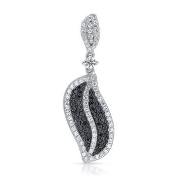 Colgante plata circonita blanca y negra pavé