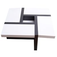 mesa auxiliar cuadrada de mdf blanco y negro