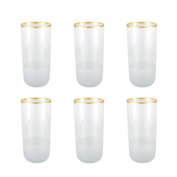 Vasos de agua borde dorado nish - lote de 6