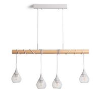 lampara colgante madera y aluminio monah blanco