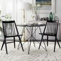 set de 2 sillas de comedor en madera de caucho negro