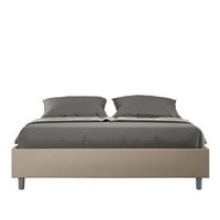 cama con almacenaje acolchada sin cabecero 160x210 cuero sintetico gris paloma azelia