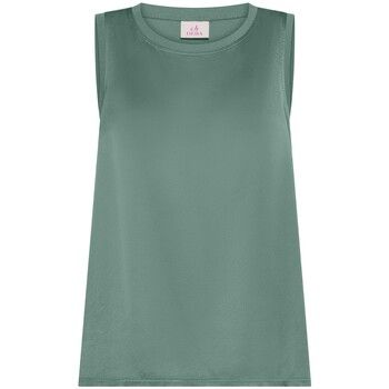Deha Camiseta tirantes Flared Satin Front Top para mujer