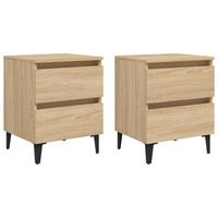 pack 2 uds mesitas de noche mesilla contrachapada roble sonoma 40x35x50 cm