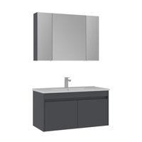 conjunto de mueble con lavabo y espejo 2 piezas  - 100 x 45 x 52 cm - antracita mate