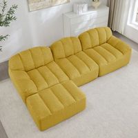 sofa modular amarillo de 3 plazas forma l espuma 32d y otomana