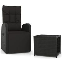 juego de muebles jardin 2 uds  mesa y sillas ratan sintetico y acero negro