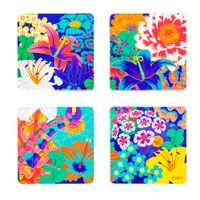 set de 4 posavasos  azul vaso  10 x 10 x 1 cm