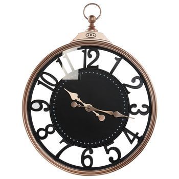 Reloj De Pared Negro Cobrizo 44 Cm Metal Colgante Números Arábigos Alloza