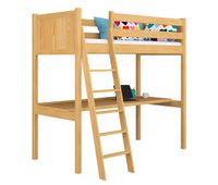 cama alta de madera con escritorio n04 pino natural