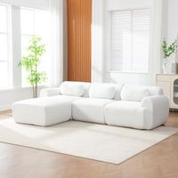 sofa modular - mueble para salon - chenilla - marfil 271x177x71cm