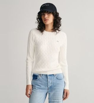 Gant para mujer. 4800100 Jersey de cuello redondo blanco (XS), Casual, Algodón Orgánico