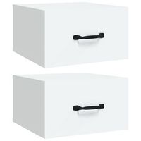 juego de 2 mesitas de noche de pared con cajon 35 x 35 x 20 cm madera de ingenieria blanca dec036018