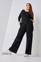 yours pantalon ancho negro cargo mujer curvy y tallas grandes yours
