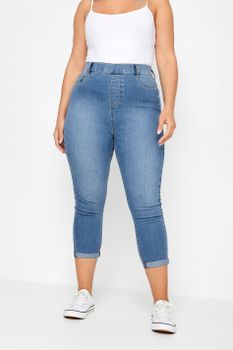 Yours Jeggings Capri Azules Grace Con Bajo Remangado, Mujer Curvy Y Tallas Grandes, Yours